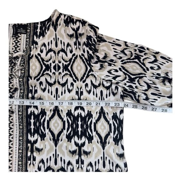 New Directions Women SZ XL LaceUp Tie V Neck Tunic Blouse Asimetric Edge Stretch - Picture 7 of 11